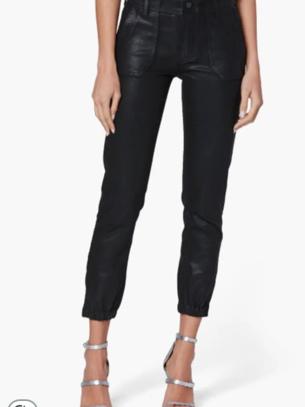 Paige Mayslie Cropped Jogger Pants Black Fog Luxe Coating Women's 30